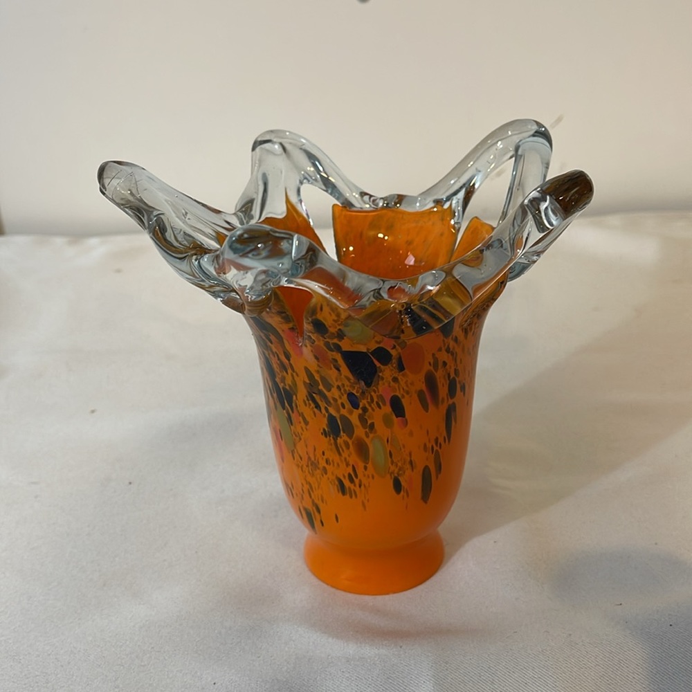 Handmade Flowing Blown Glass Tulip Shade Orange Multi - Picture 2 of 8
